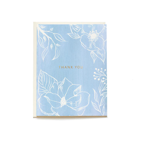 Blue Floral Thank You Card - Front & Company: Gift Store