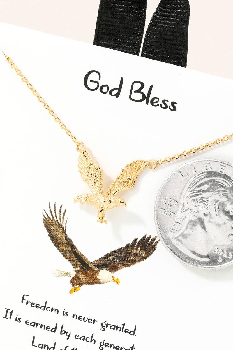 Gold Dipped Bald Eagle Pendant Necklace