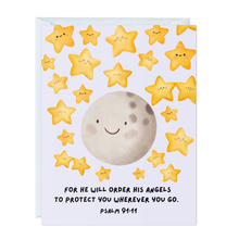 Load image into Gallery viewer, Cute Religious Bible Quote Greeting Card (Angles Protect)
