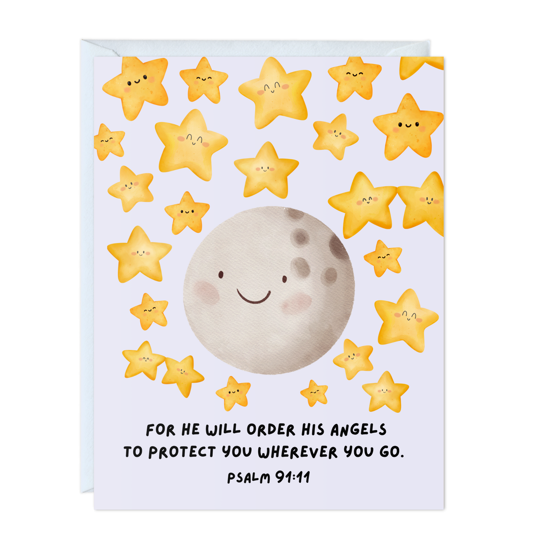 Cute Religious Bible Quote Greeting Card (Angles Protect)