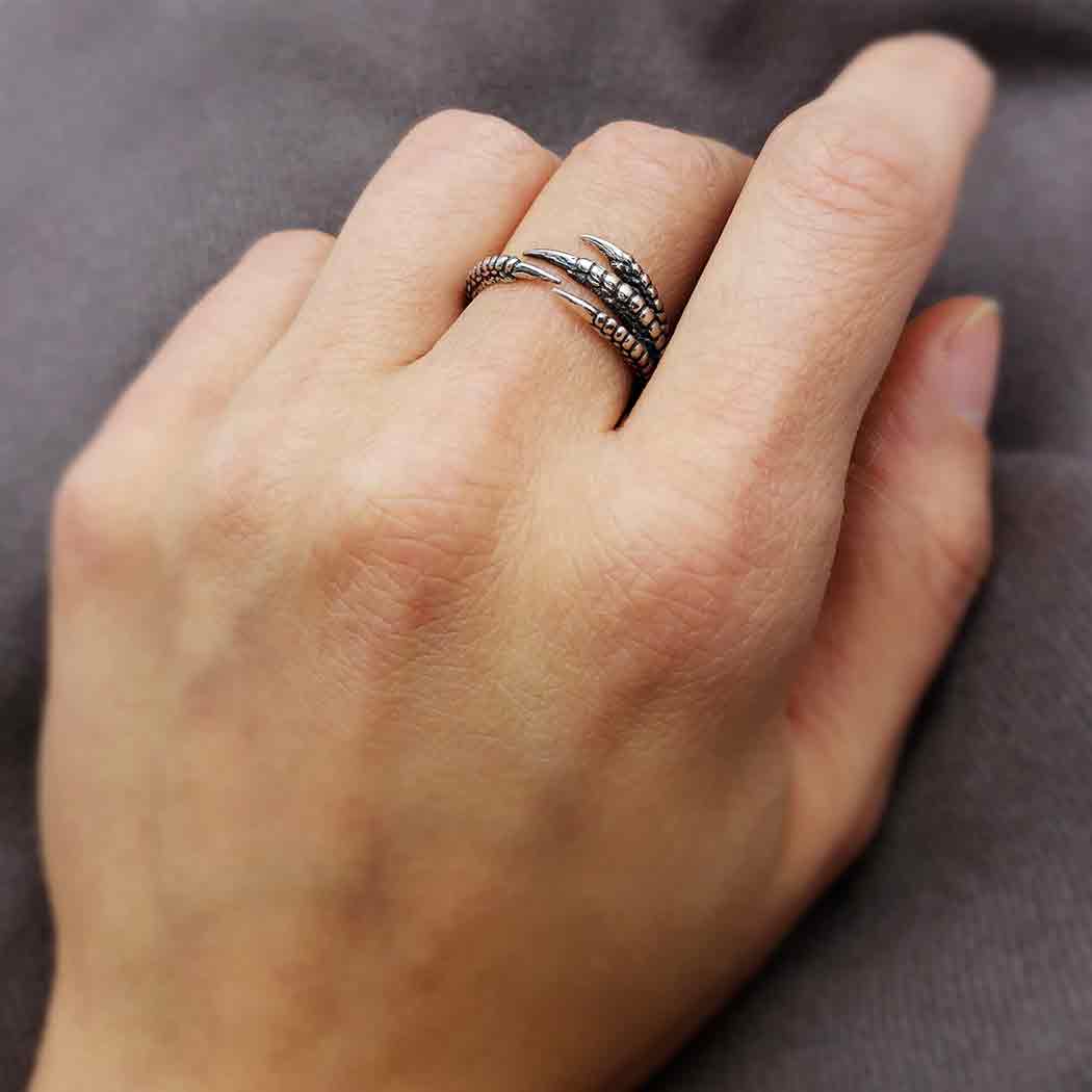 Sterling Silver or Bronze Adjustable Bird Claw Ring