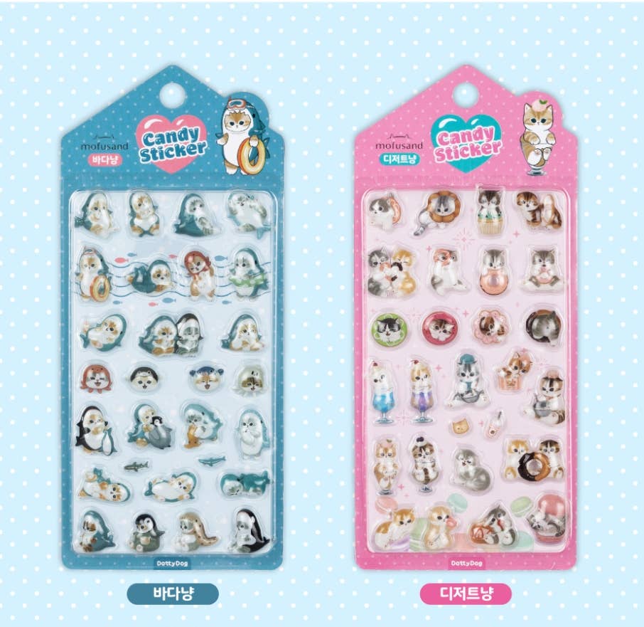 Mofusand Candy Deco Sticker - Puffy 3D Cat Sticker Collection