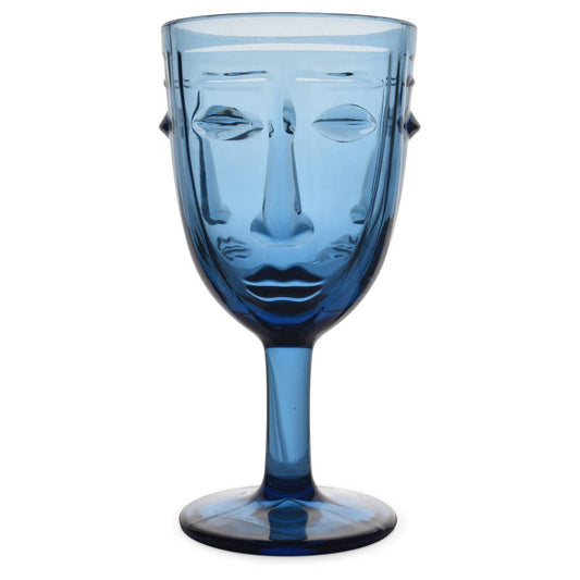 Blue face glass D8 H16.5cm