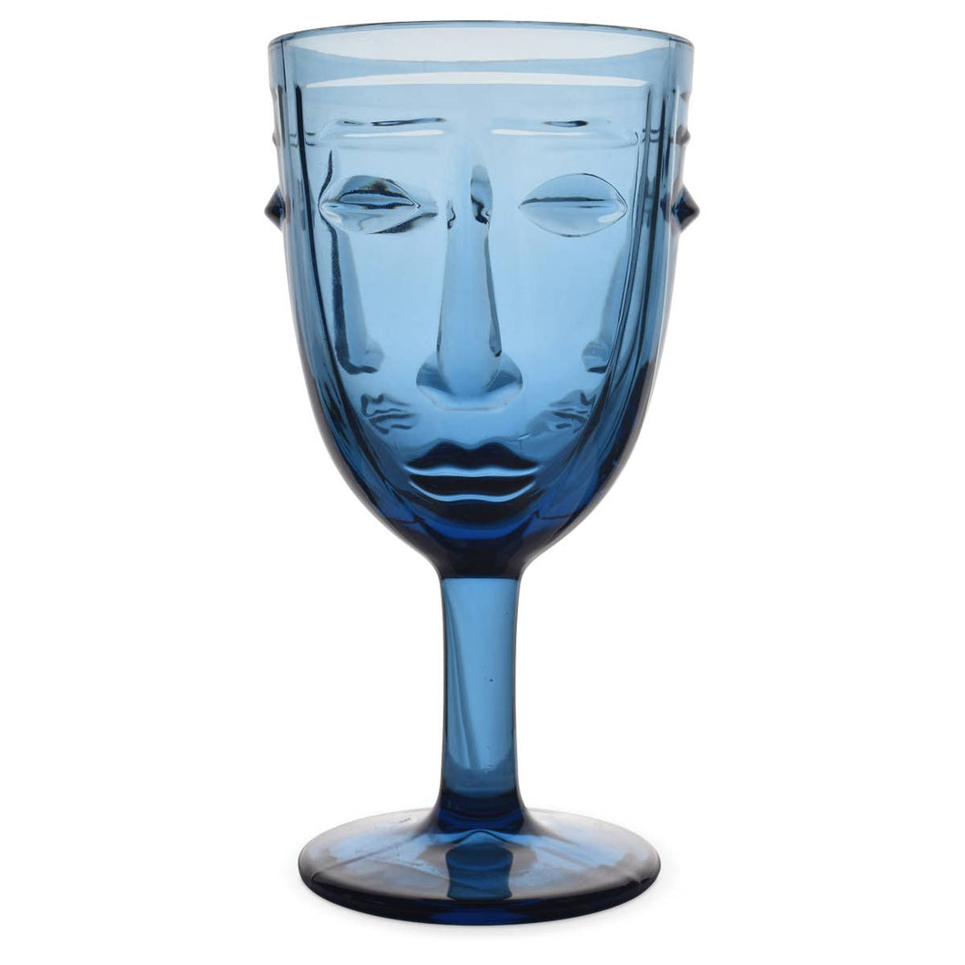 Blue face glass D8 H16.5cm