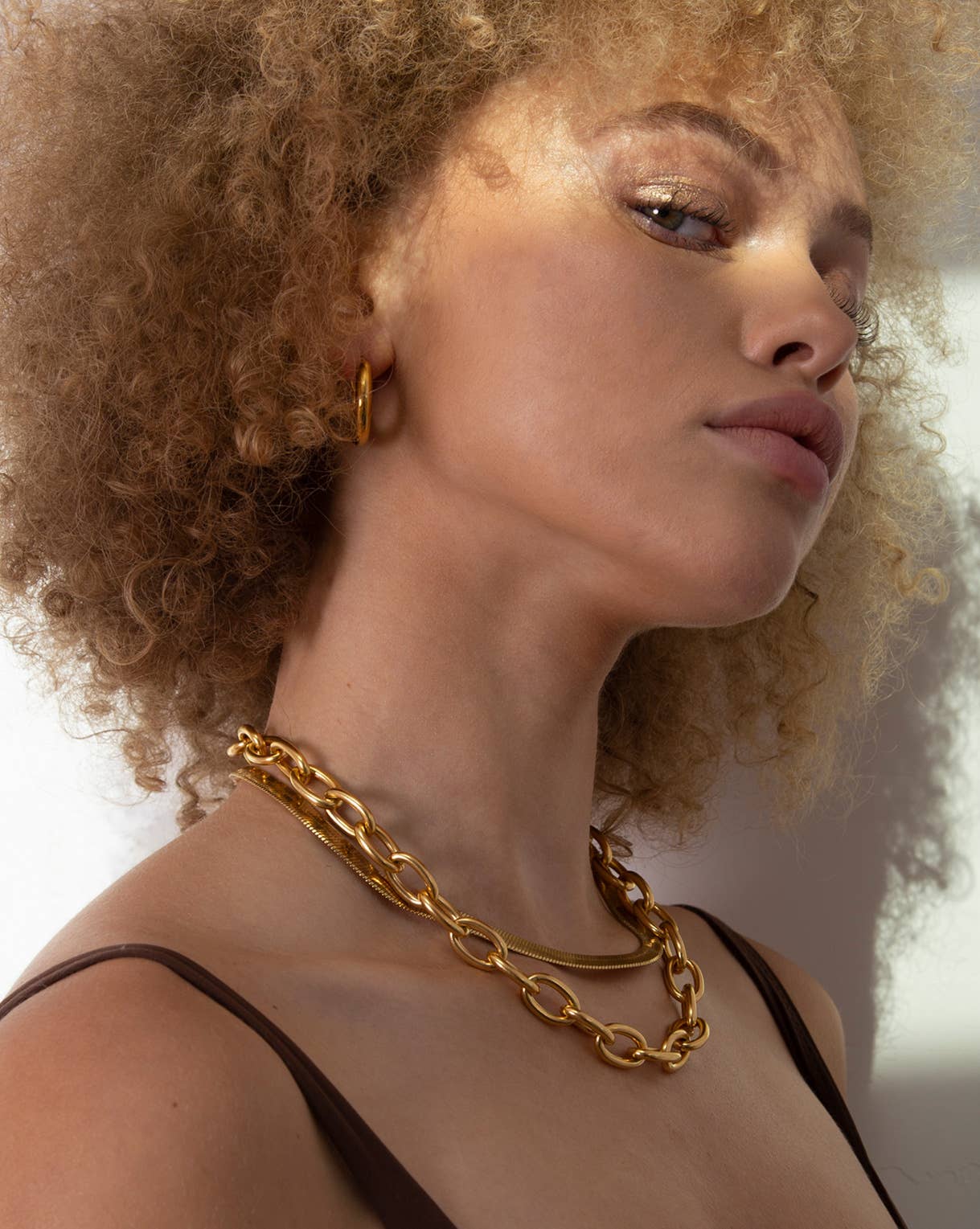 1993 Chain Necklace Bold 18K Gold Chain Round Link Statement