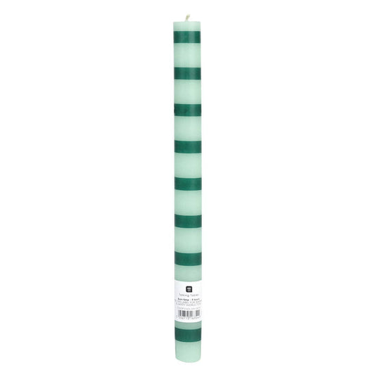 Green Stripe Taper Candles
