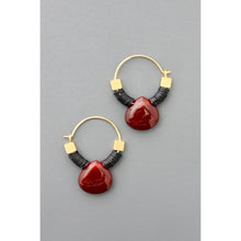 Load image into Gallery viewer, FERE03 Small carnelian teardrop hoop earrings
