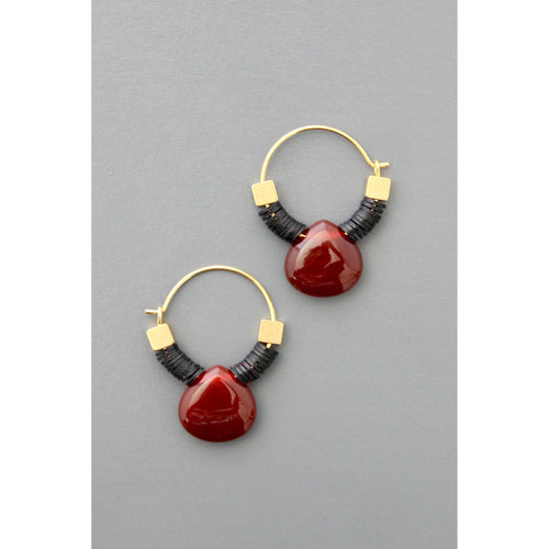 FERE03 Small carnelian teardrop hoop earrings - Front & Company: Gift Store