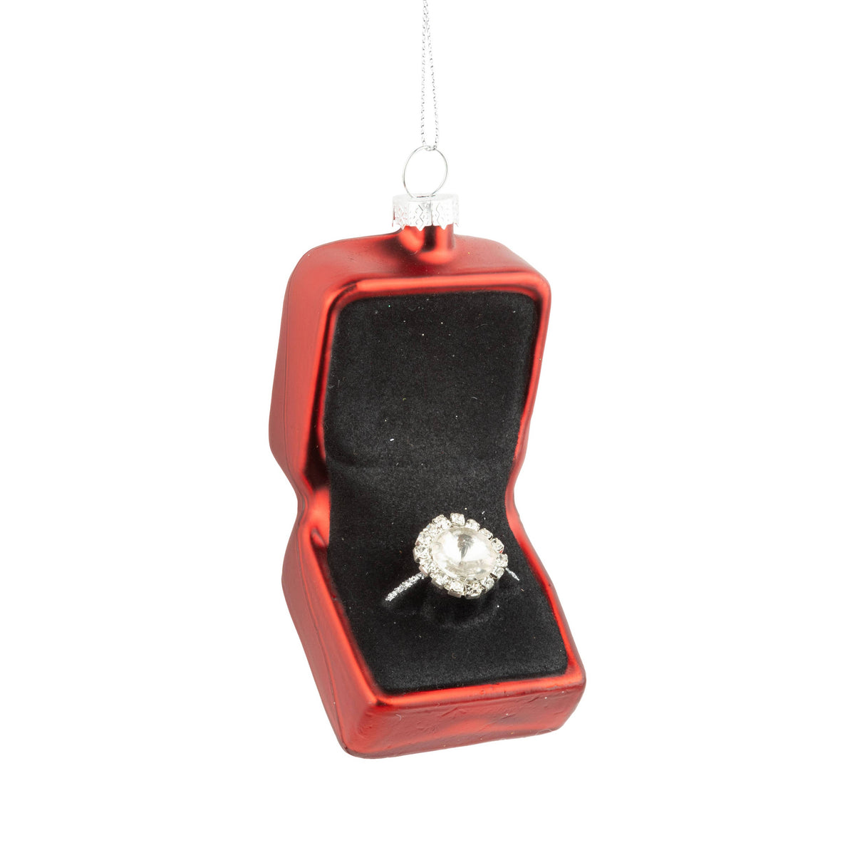 A17740:Glass ring in box ornament, 3 in