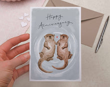 Load image into Gallery viewer, Happy Anniversary Otter Card | Traditional Love Card
