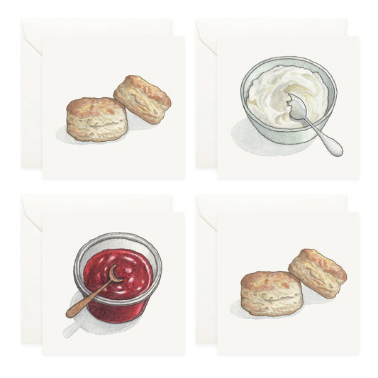 Tea / Mini Cards Set . Afternoon Tea Scones