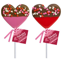 Load image into Gallery viewer, Choc-Dipped Confetti Heart Shaped Lollipops
