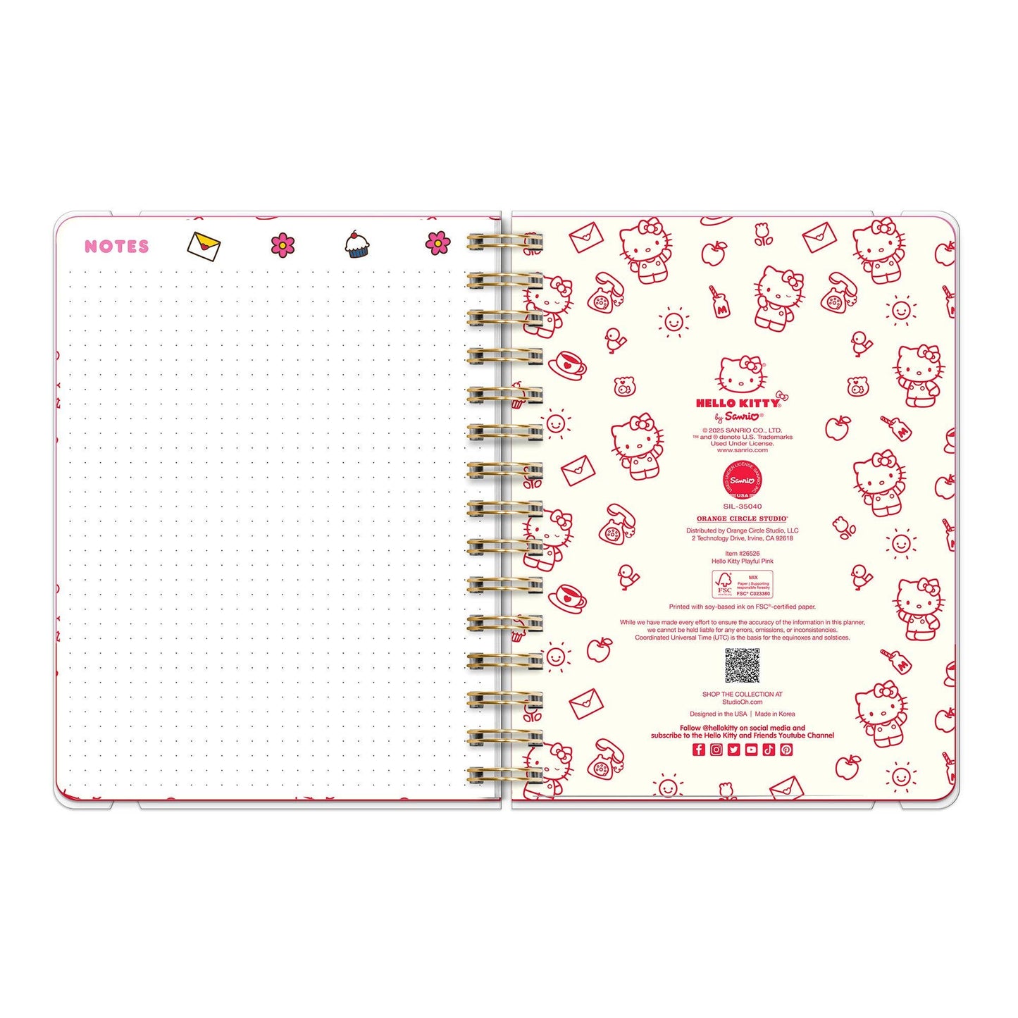 2026 Hello Kitty Playful Pink Deluxe Compact Flexi Planner