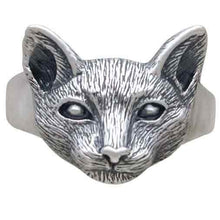 Load image into Gallery viewer, Sterling Silver Detailed Cat Face Ring
