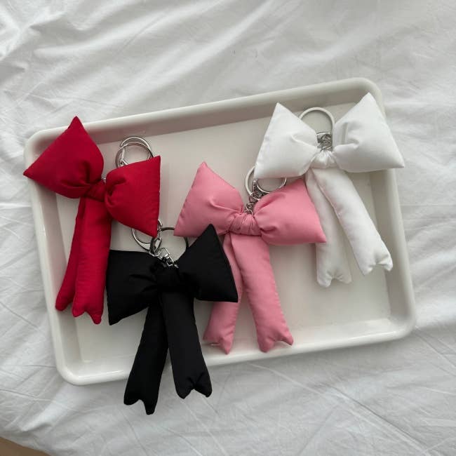 [LISA]Puff Ribbon Balletcore Bow Bag Charm, Key Holder
