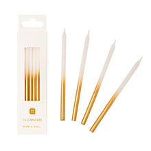 Load image into Gallery viewer, White &amp; Gold Birthday Candles | 16 Pack | Cake Candle |
