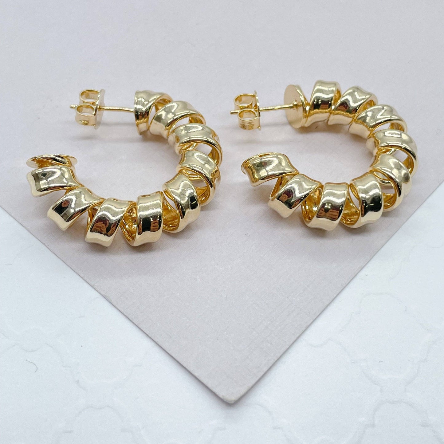 New - 18k Gold Filled smooth Curled Hoops