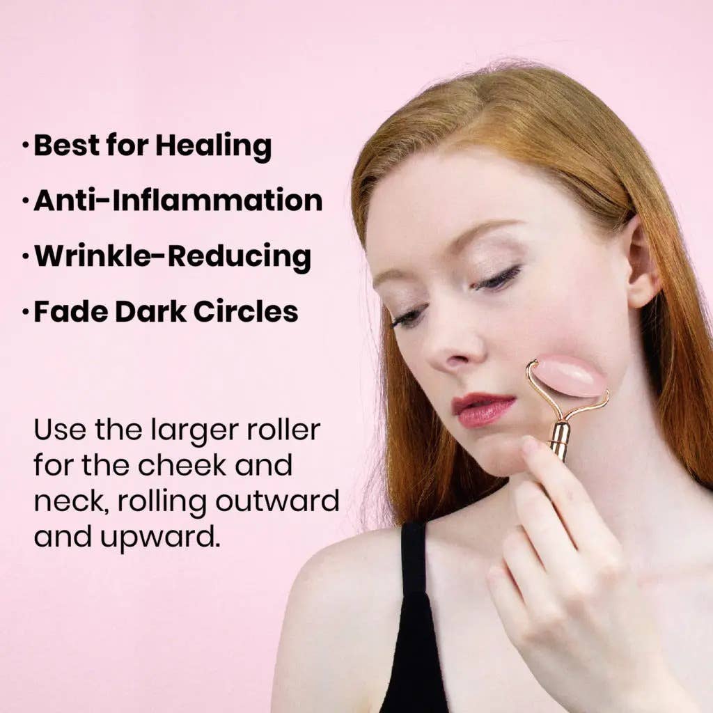 Lindo Rose Quartz Roller Set - Interchangeable Heads
