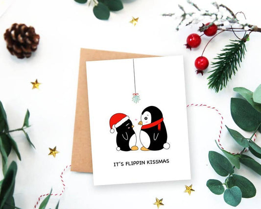 It's Flippin Kissmas | Penguin Christmas Card