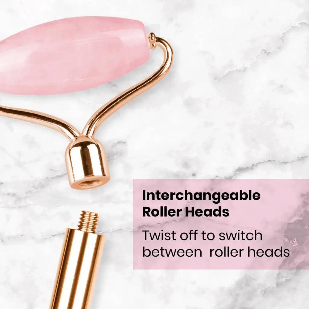 Lindo Rose Quartz Roller Set - Interchangeable Heads