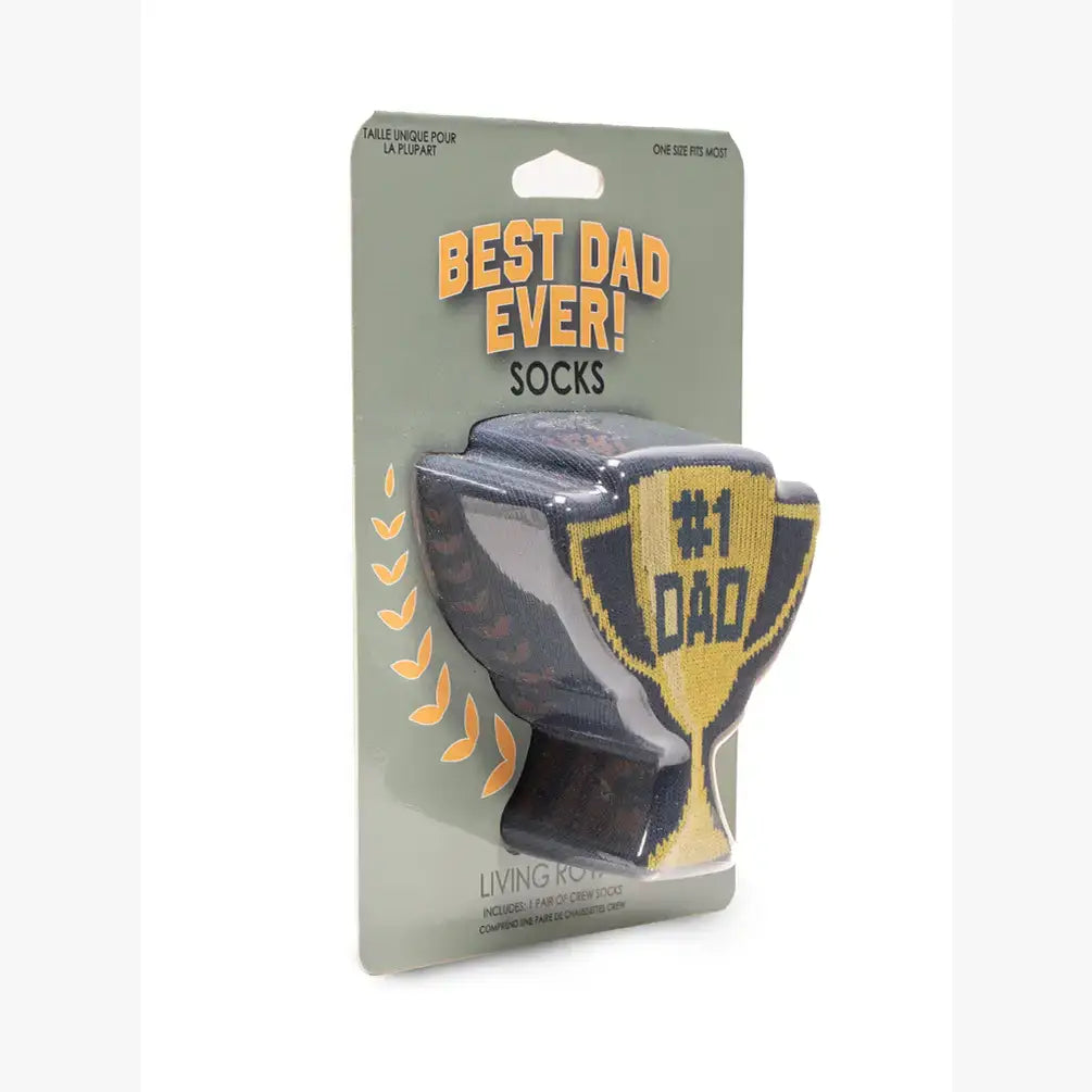3D Packaged Crew Socks - Trophy - "#1 Dad" - Navy Blue
