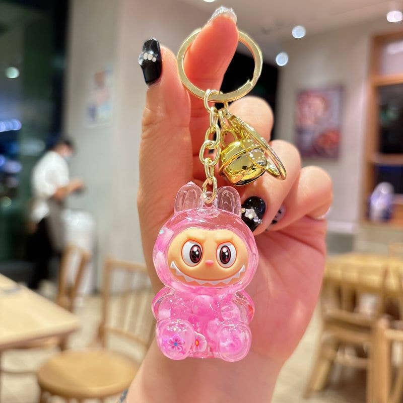 Shiny quicksand labubu keychain bag pendant small gift