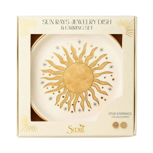 Jewelry Dish & Stud Earring Set - Sun Rays/Cream - Front & Company: Gift Store