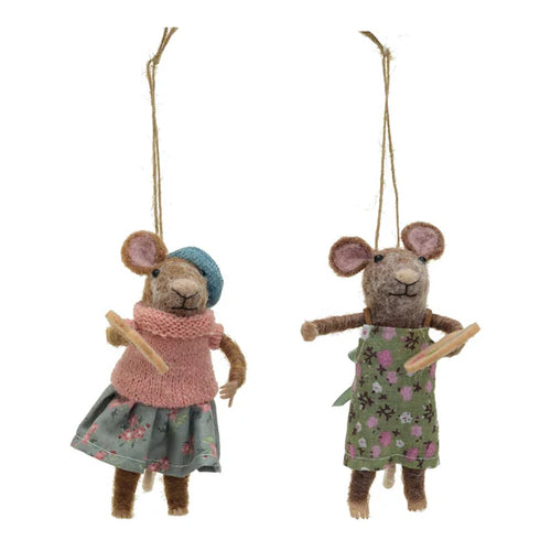 Felt Mouse Ornament -  Felt Mouse W/ Artist Palette Ornament, Multi Color, 2 Styles - Front & Company: Gift Store