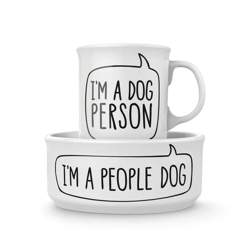 Fred Ceramic Mug + Dog Bowl Set - Dog Person