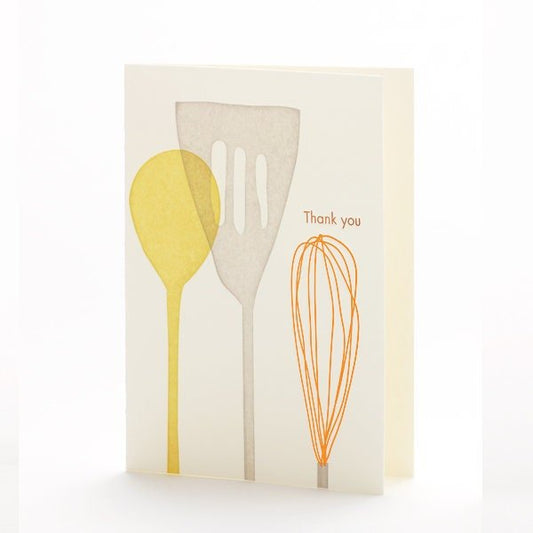 KITCHEN UTENSILS, THANK YOU LETTERPRESS NOTECARD SET OF 6
