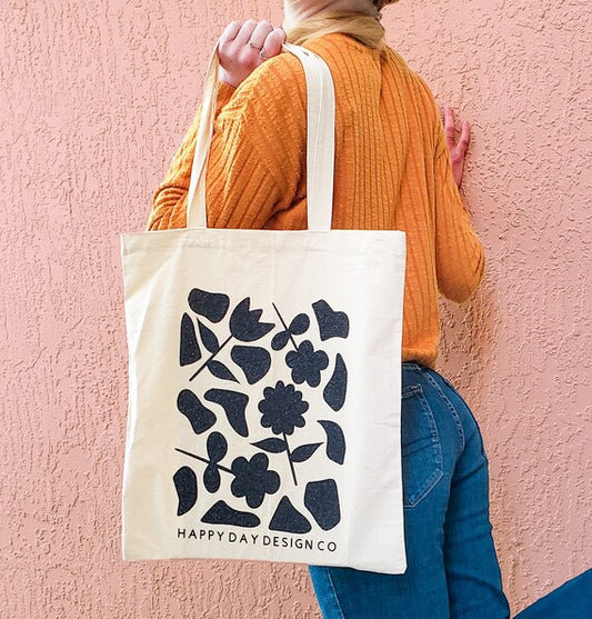 Abstract Floral Canvas Tote Bag