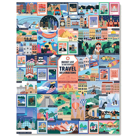 50 Awe-Inspiring Travel Destinations Bucket List Puzzle 1000pcs