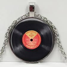 Vintage Vinyl Record Turntable Design Keychain or necklace