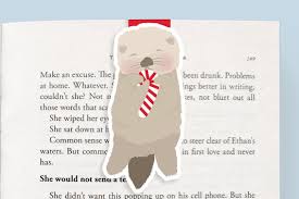 Holiday Otter (With Candy Cane) Jumbo Magnetic Bookmark - Front & Company: Gift Store