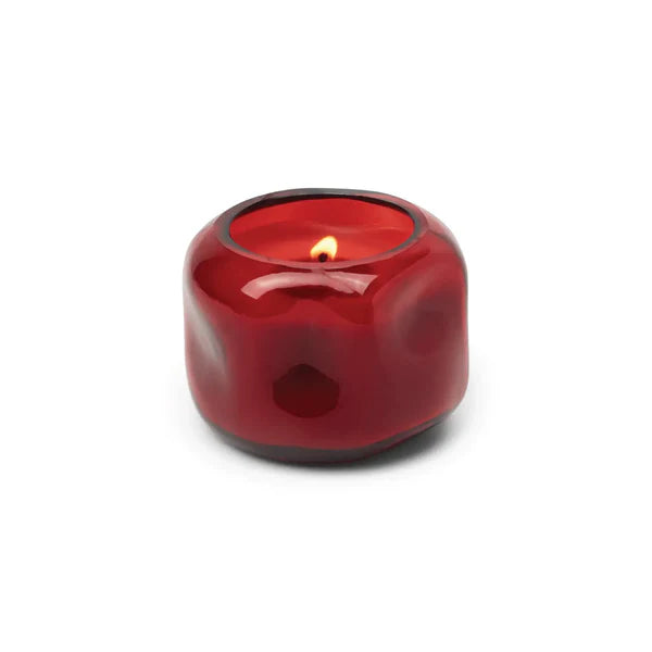Basalt 5 Oz Organic Shaped Tinted Glass Candle - Red, YUZU WOODS