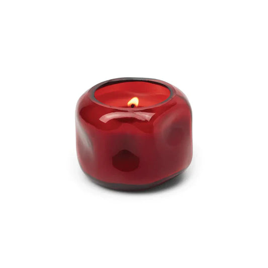 Basalt 5 Oz Organic Shaped Tinted Glass Candle - Red, YUZU WOODS