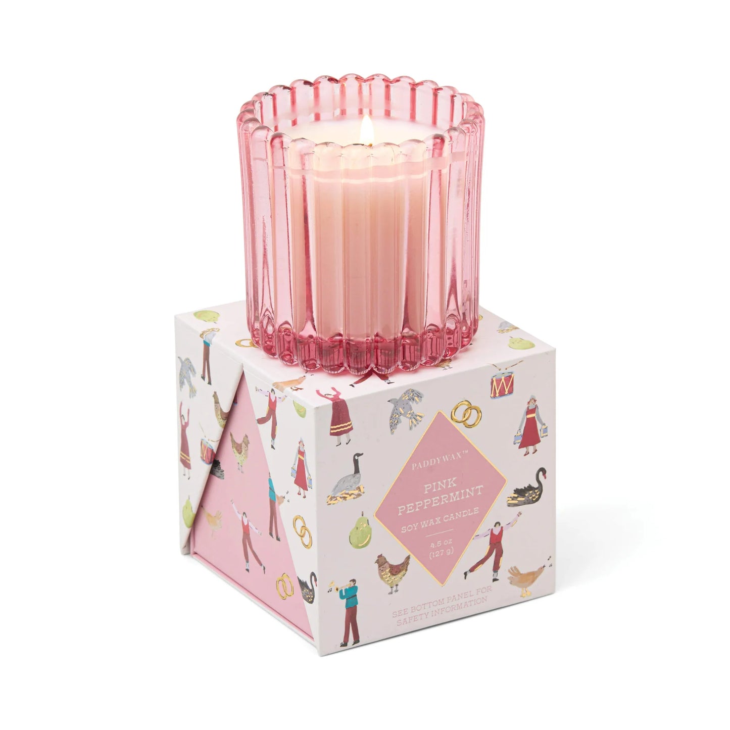 Cypress & Fir 4.5 Oz Boxed Ribbed Candle - Pink Mercury, Pink Peppermint
