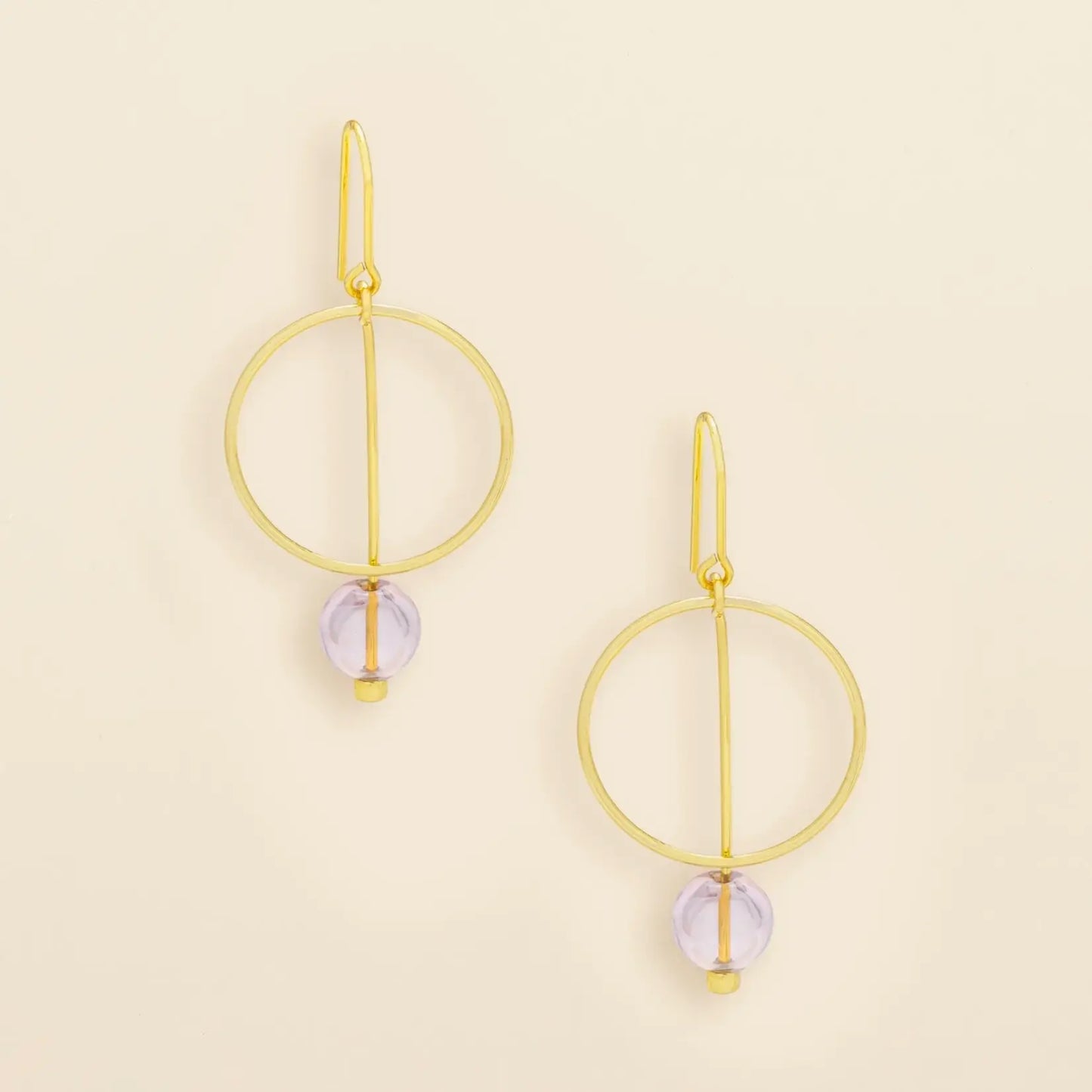 Refined Glass Drop Earrings Pink/Gold
