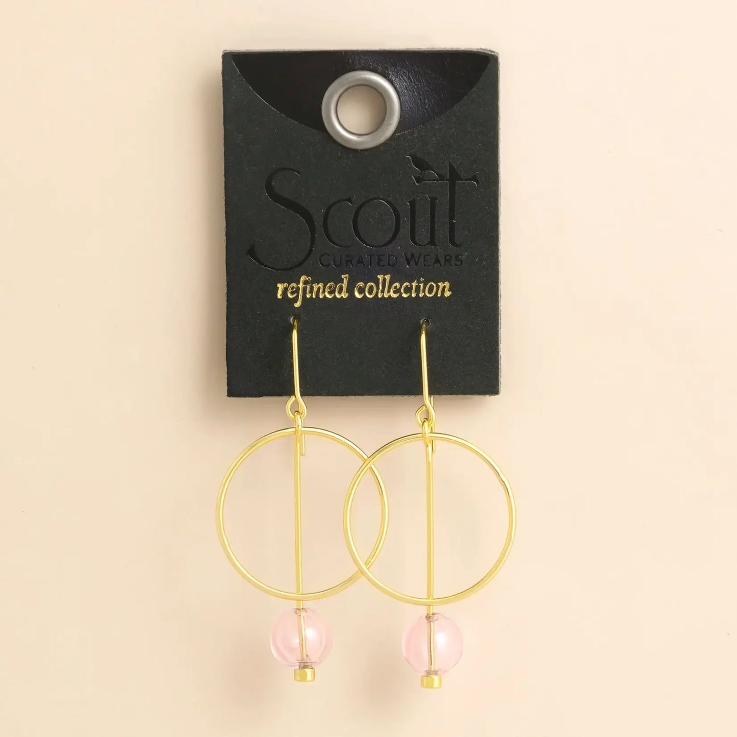 Refined Glass Drop Earrings Pink/Gold