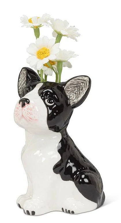 Sitting French Bulldog Bud Vase-3.5"H