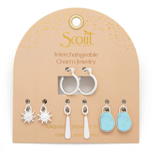 Interchangeable Charm Earring - Turquoise/Sky/Silver - Front & Company: Gift Store