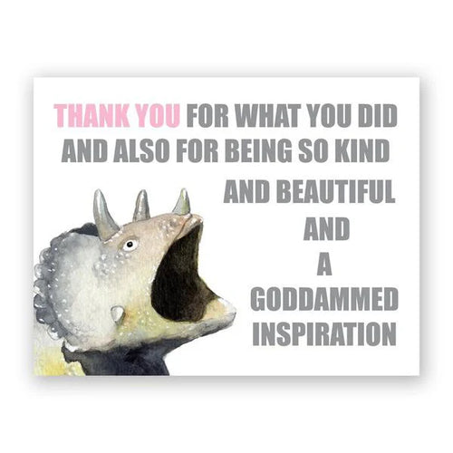 Triceratops Thank You Card Single - Front & Company: Gift Store