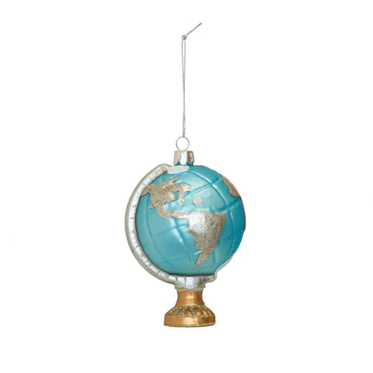 Hand-Painted Glass Globe Ornament w/ Glitter