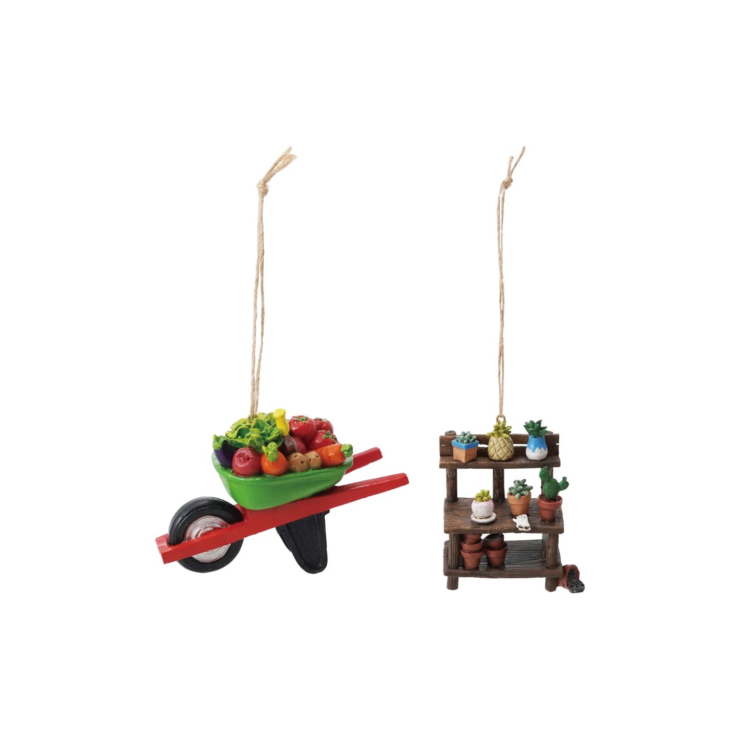 Resin Vegetable Cart/Plant Stand Ornament, 2 Styles