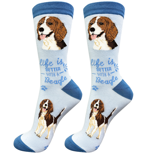Beagle Dog Socks - Cute Novelty Crew Socks - Unisex - Front & Company: Gift Store