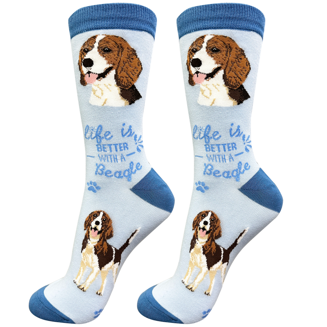 Beagle Dog Socks - Cute Novelty Crew Socks - Unisex