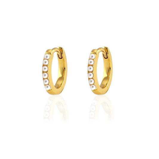 Pearl 12mm Huggie Hoop Earrings