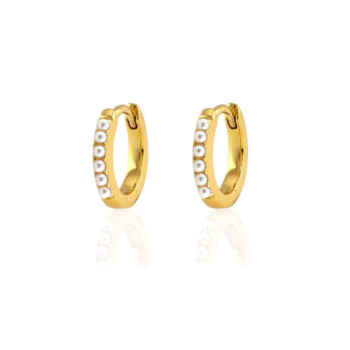 Pearl 12mm Huggie Hoop Earrings - Front & Company: Gift Store