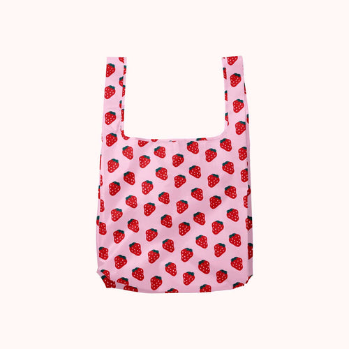 Strawberry Foldable Nylon Tote - Front & Company: Gift Store