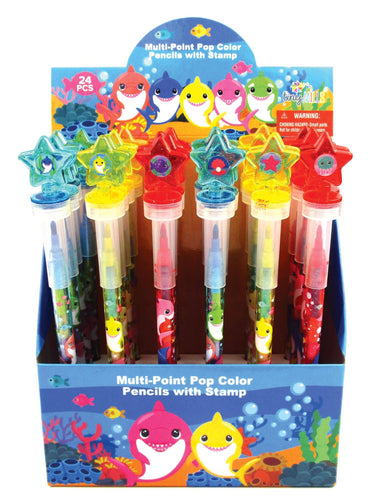 Shark Family Stackable Crayon with Stamper Topper - Front & Company: Gift Store